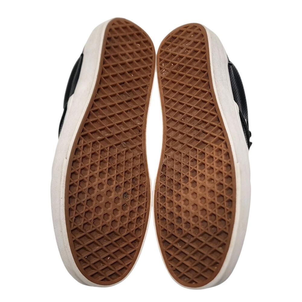 Vans Black Perforated Leather Flat Comfort Slip-On Sneakers Men's 8.5 Women's 10 - Picture 8 of 8